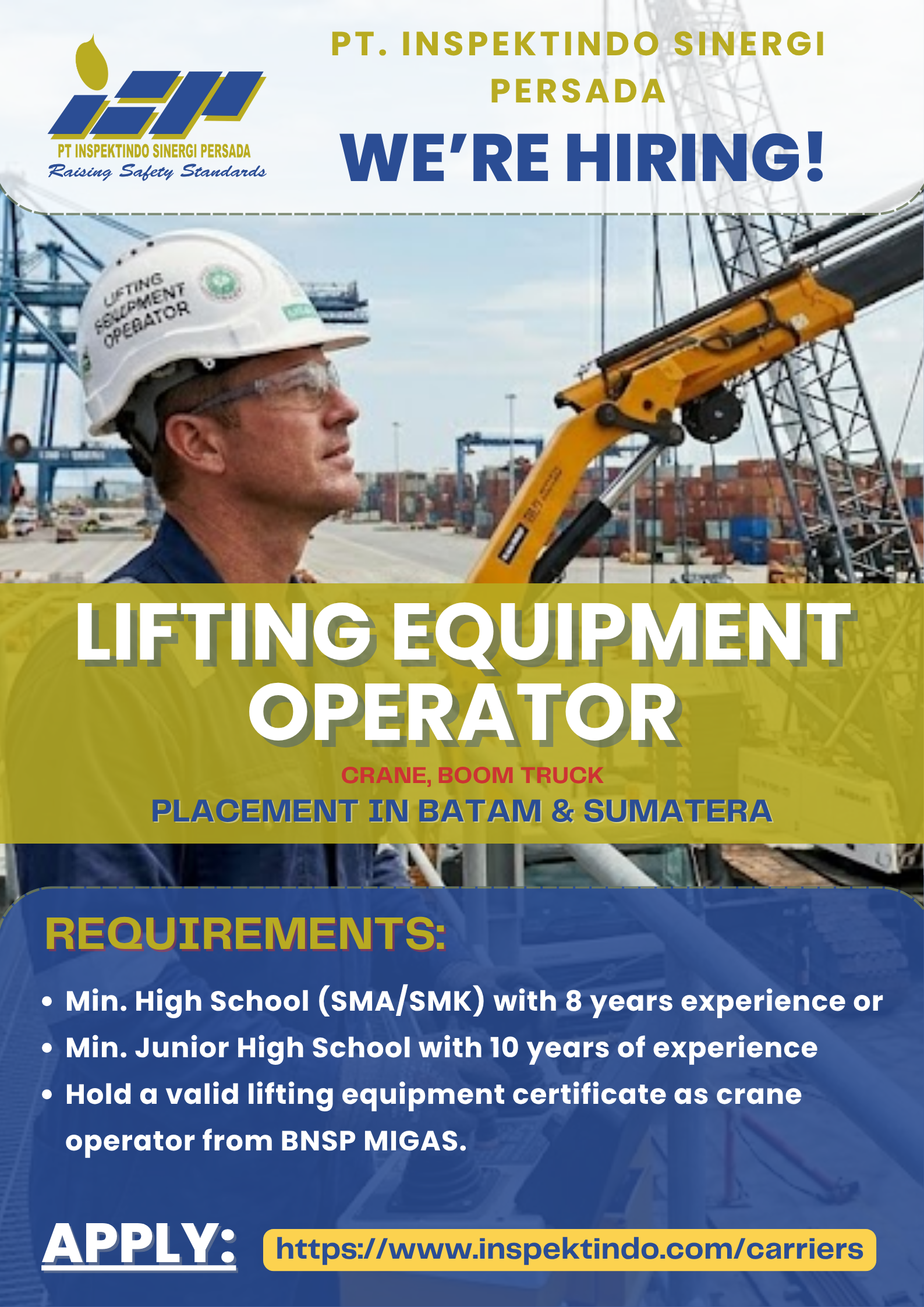 LIFTING EQUIPMENT OPERATOR